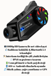 1080P Video Kayıt Özellikli, Su Geçirmez ve Bluetooth 5.4 Motorcu Interkom Kulaklığı