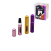12 Adet Mini=cep - Çanta Boy Boş Sprey Parfüm Şişesi 5ml Renkli Pls. Seviye Pencereli Bx40