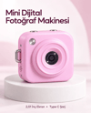 128 GB’a Kadar Hafıza Kartı Destekli Pembe Mini Dijital Fotoğraf Makinesi
