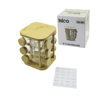 12pcs Kare Döner Standlı Cam - Bambu Kapak Tuzluk - Baharatlık Bambu Stand Bx40