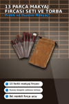 13 Parça Eflatun Kadife Torbalı Makyaj Fırça Seti Bx40 Seyahat Çantası Hediyelik BX-313446