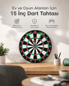 15 İnç Büyük Boy Dart Tahtası Ev Oyun Seti 4 Adet Metal Uç Oklu