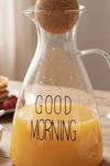 1500 Ml Yuvarlak Mantar Kapaklı Cam Sürahi - Good Morning Yazılı - Bulaşık Makinesi Uyumlu BX-313781