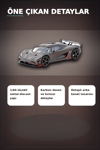 1/64 Siyah Karbon Fiber Kırmızı Detaylı Koenigsegg Agera RS Diecast Model Araba BX-313337
