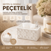 18.4x12.5x9cm Beyaz Yaylı Masaüstü Dekoratif Dikdörtgen Peçetelik Bx40