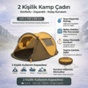 2 Kişilik Vagon Tipi Yarı Otomatik Kamp Çadırı – Çift Kapılı, Çift Pencereli, Hafif Taşınabilir Outdoor Doğa Çadırı 220x120x90 Cm Bx40