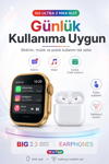 2.3 İnç Geniş Ekranlı Akıllı Saat Ve Kablosuz Kulaklık 10 Parça Aksesuar Seti