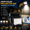 200w Güneş Enerjili Led Işık Solar Projektör - Fener Kamp - Dış Mekan 3 Farklı Led Işık 348961 Lmb Bx40
