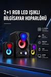 2+1 RGB LED Işıklı Güçlü Bas Sistemli Bilgisayar Hoparlörü