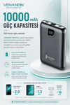 22.5W Hızlı Şarj Özellikli 10000 mAh Kapasiteli Kompakt Powerbank