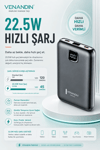 22.5W Hızlı Şarj Özellikli 10000 mAh Kapasiteli Kompakt Powerbank