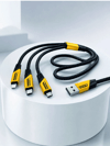 240W 3'ü 1 Arada Hızlı Şarj Kablosu USB Type-C Lightning Micro USB