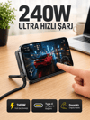 240W Type-C Telefon Standlı Örgülü Şarj ve Data Kablosu