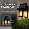 2'li Solar Güneş Enerjili Led Duvar Apliği, Hareket Sensörlü, Şarjlı, Kablosuz Dış Mekân Bahçe Ve Kapı Lambası Bx40