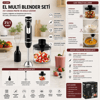 2hız Ayar - Paslanmaz Çelik Bıçak El Multi Blender Seti 700ml Hazneli Shb-7529 Bx40
