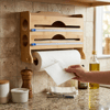 2ın1 = 2 Streçlik - 1 Kağıt Havluluk Ahşap Bambu Streçlik - Folyoluk - Havluluk Kesici Bıçak Kanallı Bx40