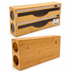 2ın1 Ahşap Bambu Streçlik - Folyoluk - Havluluk Kesici Bıçak Kanallı Bx40