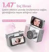 2k Mini Dijital Retro Video Kamera Flaşlı Dijital Vlog Mini Fotoğraf Makinesi Türkçe Menü Bej