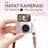 2k Mini Dijital Retro Video Kamera Flaşlı Dijital Vlog Mini Fotoğraf Makinesi Türkçe Menü Bej