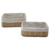 2li   Dikdörtgen   Bambu Kenar  Organizer Sepet Ahşap Altlık - Bezli 19x27x10cm - 15x24x8cm Bx40