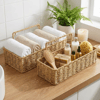2’li Duvar Askılı Plastik Rattan Organizer – Dikdörtgen Hasır Görünümlü Mutfak Raf Sepeti, Banyo Ve Ev İçi Düzenleme Ünitesi Bx40