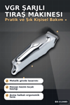3 Başlıklı Şarjlı Tıraş Makinesi Paslanmaz Çelik Taraklı 14 cm 40 gr Sakal Saç Ense Tıraşı BX-313685
