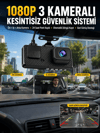 3 Kameralı Araç İçi DVR Kayıt Cihazı  Ön İç Arka Kamera Full HD