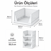 3 Katlı Portatif Organizer - Çok Amaçlı Kayar Raf 18.5x33.5x43cm Toplam 55.5cm Bx40