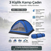 3 Kişilik Manuel Kamp Çadırı – Düz Kapılı Outdoor Aile, Doğa, Piknik Ve Kamp Çadırı 200x150x110 Cm Bx40