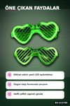 3 Modlu Yeşil Led Işıklı Kalp Gözlük - 1 Adet Parti Aksesuarı Glow Gece BX-313760