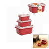 3 Pcs Kırmızı Dikdörtgen Saklama Kab Set 500-1000-2000ml Bx40