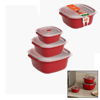 3 Pcs Kırmızı Kare Saklama Kabı Set 550-1100-2200ml Bx40