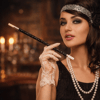 30 Cm Siyah Payetli Sigara Tutacağı – 1920’ler Gatsby Parti Aksesuarı Bx40