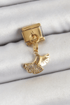 316L Çelik Sallantılı Zirkon Taşlı Balık Kuyruğu Model Gold Renk Nomination Charm