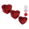 3pcs   Kalp  Parlak Renkli - Kabartma Desen Karton Hediye Kutusu Kurdelalı  15-18-21cm Bx40