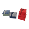 3pcs Kare Çizgili Mix Renkli Karton Hediye Kutusu Kurdelalı 19-17-15cm Bx40