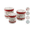 3pcs Yuvarlak Çiçek Desenli - Mix Renkli Karton Hediye Kutusu 18-16-12cm Bx40