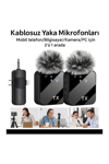 3'ü 1 Arada Kablosuz Yaka Mikrofonu Seti ile Type-C, Lightning ve Jack Girişli Cihazlarda Kayıt