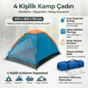 4 Kişilik Kamp Çadırı Manuel Kurulum Düz Kapılı Outdoor Dayanıklı Kamp Doğa Çadırı 200 X 200 X 110 Cm Bx40