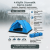 4 Kişilik Otomatik Kamp Çadırı – Çift Katmanlı, Suya Dayanıklı, Hızlı Kurulum Outdoor Aile Ve Doğa Çadırı 200x200x140 Cm Bx40