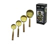 4 Pcs Gold Metal Ölçü Kaşık Seti Otantik Ağaç Kulp 250ml - 125ml - 80ml - 60ml Bx40