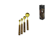 4 Pcs Gold Metal Ölçü Kaşık Seti Otantik Ağaç Kulp 15ml - 5ml - 2.5ml - 1.25ml Bx40