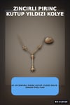 45 Cm Zincirli Pirinç Kutup Yıldızı Kolye - Zirkon Taşlı Kadın Bijuteri Takı BX-313619