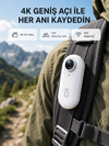 4K Full HD Spor Kamerası 360° Klips ve WiFi Özellikli