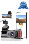 4k Wifi Çift Kameralı Araç Kamerası Gece Görüşlü G-sensörlü Dash Cam 170 Derece