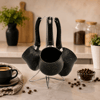 4pcs 230-280-380ml Granit - Çelik Cezve Renkli Metal Standlı Bx40