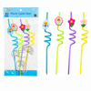 4pcs Kıvrımlı - Renkli Plastik Pipet Figürlü=mix Bx40