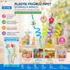 4pcs Kıvrımlı - Renkli Plastik Pipet Figürlü=mix Bx40