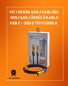 4'ü 1 Arada USB Hızlı Şarj ve Veri Kablosu – 65W Güç, Çoklu Bağlantı, 1.2m