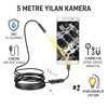 5 Metre Yılan Kamera - LED Işıklı - IP67 Su Geçirmez - 3 Farklı Başlıklı